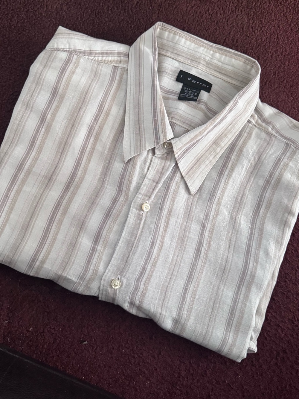 Big & Tall Men’s 3XLT…
Beige Stripe Button-Up Shirt